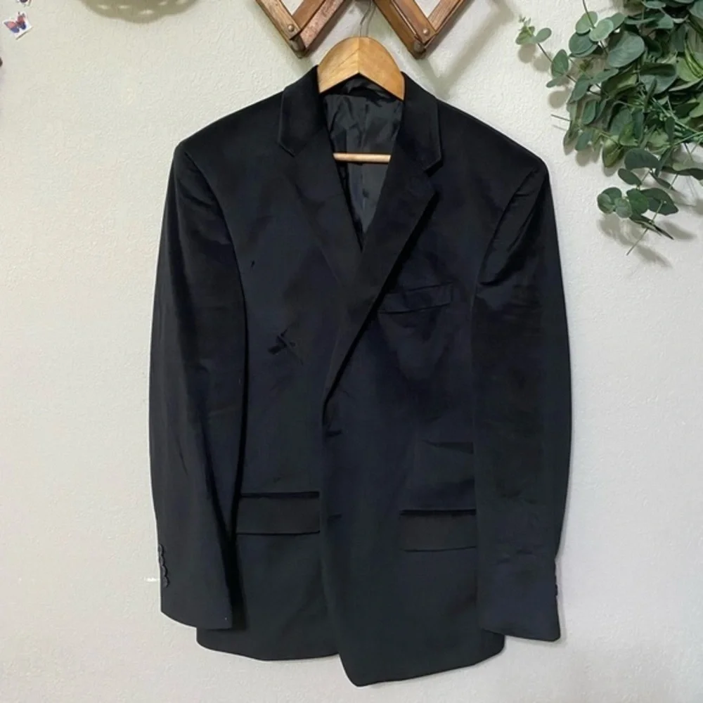 MURANO black velvet 2 button blazer jacket work event date winter size large